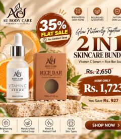 2 in 1 - Glass Skin Brightening Duo (Vitamin C Serum 30ml & Rice Bar Soap 100gm)